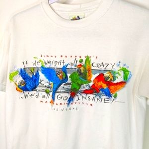 Vintage Jimmy Buffett Margaritaville T-Shirt Parrots Las Vegas Crazy Uni…